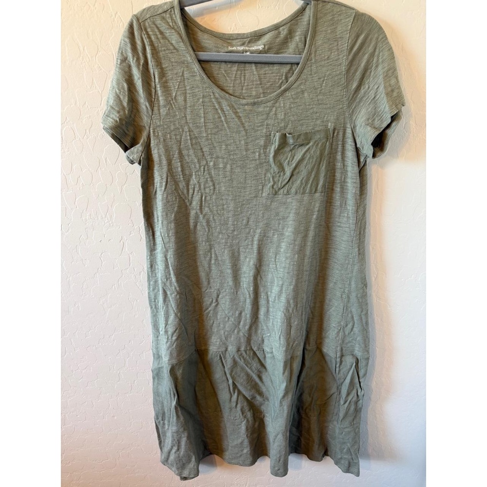 Soft Surroundings Dress Womens‎ Small Green Short Sleeve Pocket Casual Chic